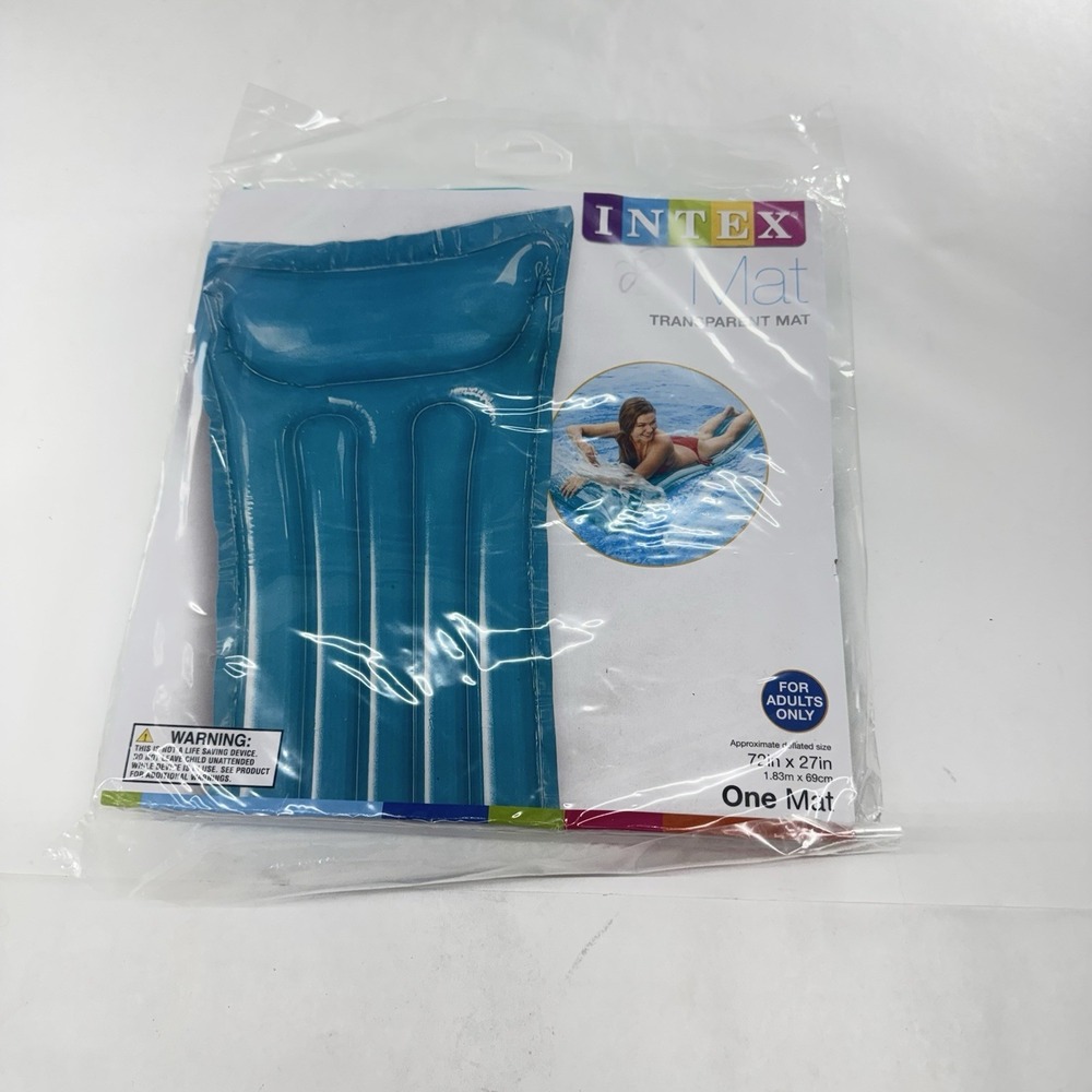 Intex 72"x27" Pool Mat, Float Swimming Inflatable Transparent  Aqua  Adult, New!